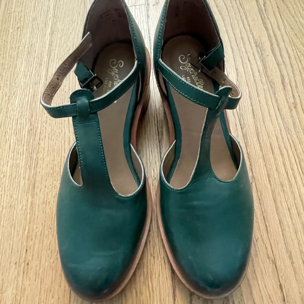 Seychelles Green/Teal T-Strap Heels